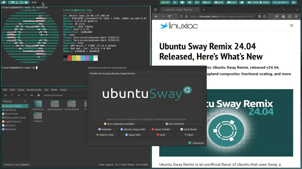 Rilasciata Ubuntu Sway Remix 24.04